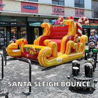 Canapé gonflable géant de Noël de qualité commerciale pour l'extérieur, motif traîneau du Père Noël, chaise photo pour enfants