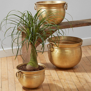 Venta al por mayor de macetas de urnas de hierro dorado, decoración interior/exterior, centros de mesa de boda florales, maceta de suelo para aplicación de jardín, precio bajo - Product Image 1