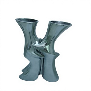 Engraved Design Silver Aluminium Flower Vase Decorative for Home Dining Table Living Room & Bedroom - Product Image 1