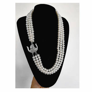 Gargantilla Declaración 3 capas perla con cuentas Strand negro Social Hija De ISIS DOI collares joyería de mujer griega - Product Image 4