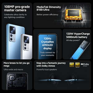 Versión global <span class=keywords><strong>Xiaomi</strong></span> <span class=keywords><strong>12T</strong></span> Smartphone 128GB/256GB MediaTek Dimensity 8100-Ultra 108MP Cámara 120W Carga 120Hz Pantalla - Product Image 6