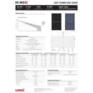 Painel Solar Longi 540W 550W Painéis Mono PV Painel Solar Bifacial