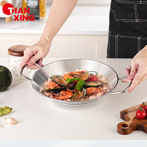 TIANXING Restaurant Korean Style Stainless Steel 304 <strong>Cooking</strong> <strong>Pans</strong> Seafood Pot <strong>Paella</strong> <strong>Pan</strong> with Double Handle - Product Image 1