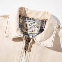 Veste Bomber Homme Personnalisée Style Detroit J97 en Toile Délavée avec Doublure à Carreaux et Fermeture Éclair – Vêtement de Travail