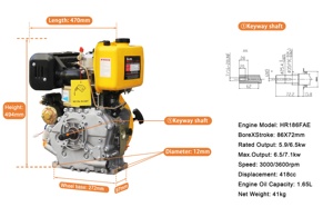เครื่องยนต์ Hiearns HR186FA 10 แรงม้า 418 ซีซี G3 แกนเรียว CE เครื่องปั่นไฟ ปั๊มน้ำ เครื่องพรวนดิน 186 เครื่องยนต์ 10 แรงม้า - Product Image 3