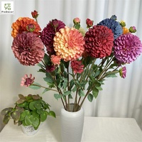 Promo! Bunga Dahlia Sutra Buatan Berkualitas Tinggi 4 Tangkai Panjang Multiwarna untuk Dekorasi Rumah, Pernikahan, dan Pesta Ulang Tahun