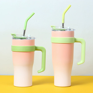 Vaso de viaje aislado al vacío 304 de acero inoxidable de gran capacidad de 40oz, taza Mac con asa y tapa para agua en movimiento - Product Image 6
