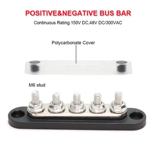 Barre omnibus 5 voies 150A <span class=keywords><strong>12V</strong></span> en nylon plastique pour distribution de puissance, avec bornes à goujons M6 M8, pour applications automobiles, marines et bateaux - Product Image 3