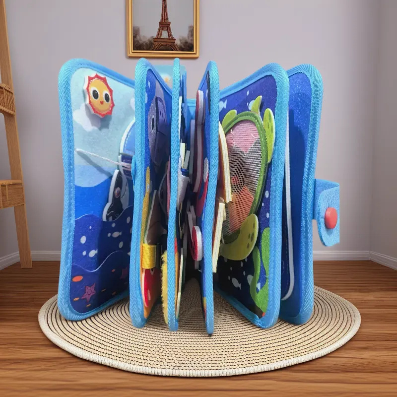 Ocean book-embroidered velcro