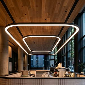 <span class=keywords><strong>Suspension</strong></span> LED moderne en profilé aluminium blanc, design architectural sans joint, <span class=keywords><strong>pour</strong></span> bar commercial, réception et îlot <span class=keywords><strong>de</strong></span> cuisine - Product Image 6
