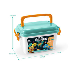 Ensemble de jouets dinosaures en plastique à assembler par visser (3 en 1) : T-Rex, Brachiosaurus, Triceratops, avec lanceur de balles souples et boîte de rangement, certifié sécurité pour enfants - Product Image 3