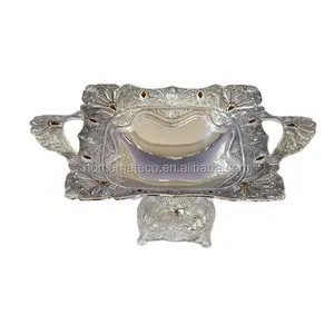 exquisite candy package plate with handle, home decorative bronze fruit plate