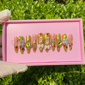 Diseño personalizado 3D Artificial hecho a mano acrílico diseñador Press-on Nails 10PCs Nail Art <span class=keywords><strong>uñas</strong></span> postizas para el dedo - Product Image 4