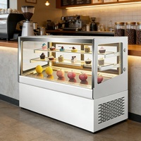 Nouvelle Arrivée Vitrine Réfrigérée Commerciale Rétro Noire 350L avec Porte Vitrée pour Gâteaux et Aliments