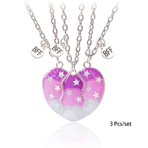 Collar de atracción magnética para buenos amigos, <span class=keywords><strong>amor</strong></span> infantil para tres personas, el mejor para estudiantes, unicornio, joyería de aleación con lentejuelas de estrella - Product Image 6