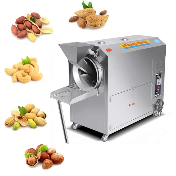 Línea de producción de tostador de almendro a pequeña escala, máquina para hacer nueces de anacardo y mantequilla
