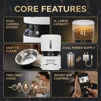 Comedero Automático para Gatos de Acero Inoxidable de 4L, con Batería, Control por Aplicación Tuya, Cámara HD, Impermeable, Audio Bidireccional Inteligente