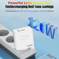 Pengisi Daya USB GaN 120W QC3.0 Pengisian Cepat Port Tipe-C Perlindungan OTP untuk Laptop Tablet Smartphone Earphone