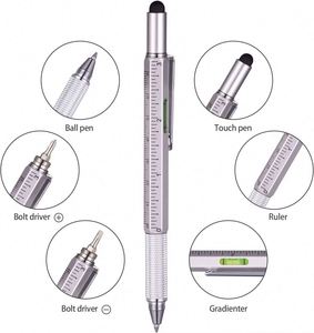 6 in 1 Multifunctional Tool Heavy Metal Ballpoint <b>Pen</b> With Level and Screwdrivers Customized logo Universal Stylus <b>Pen</b> - Product Image 2