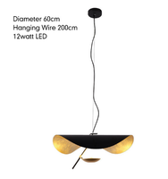 Lampe à suspension LED moderne Rétro Noir Or Suspension pour Salon Cuisine Soucoupe Volante Chapeau Art Éclairage Intérieur Décor