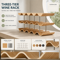 Porte-bouteilles à vin ondulé à trois niveaux en bois de bambou courbé, organisateur de table, style nordique moderne, durable, écologique, portable