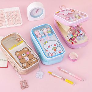 Estuche para Lápices con Cremallera y Diseño de Animales de Dibujos Animados Personalizado, Tela Translúcida, Caja de Almacenamiento de Papelería para Oficina y Escuela, Diseño Personalizable - Product Image 2