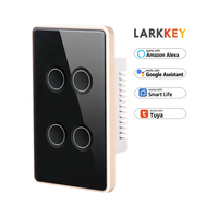 Tuya Larkkey interrupteur tactile en verre intelligent wifi quatre gangs interrupteur intelligent mural commutateurs de système de maison intelligente