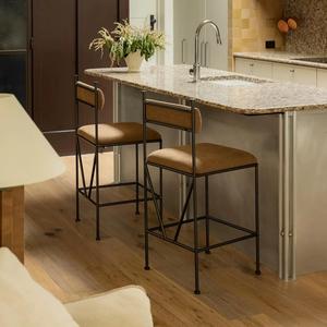 Tabouret <span class=keywords><strong>de</strong></span> <span class=keywords><strong>bar</strong></span> au design minimaliste et moderne, <span class=keywords><strong>chaise</strong></span> simple et créative avec dossier en bois massif, banc confortable - Product Image 2