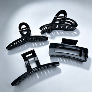Pinces à cheveux grandes en PC de haute qualité, noires brillantes, creuses, antidérapantes, accessoires capillaires premium - Product Image 2