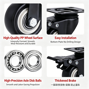 High Load Capacity 1.5 Inch Premium Pu Double Castor <b>Wheels</b> Top Plate Swivel With Lockable Swivel Smooth Rolling For Equipment - Product Image 6