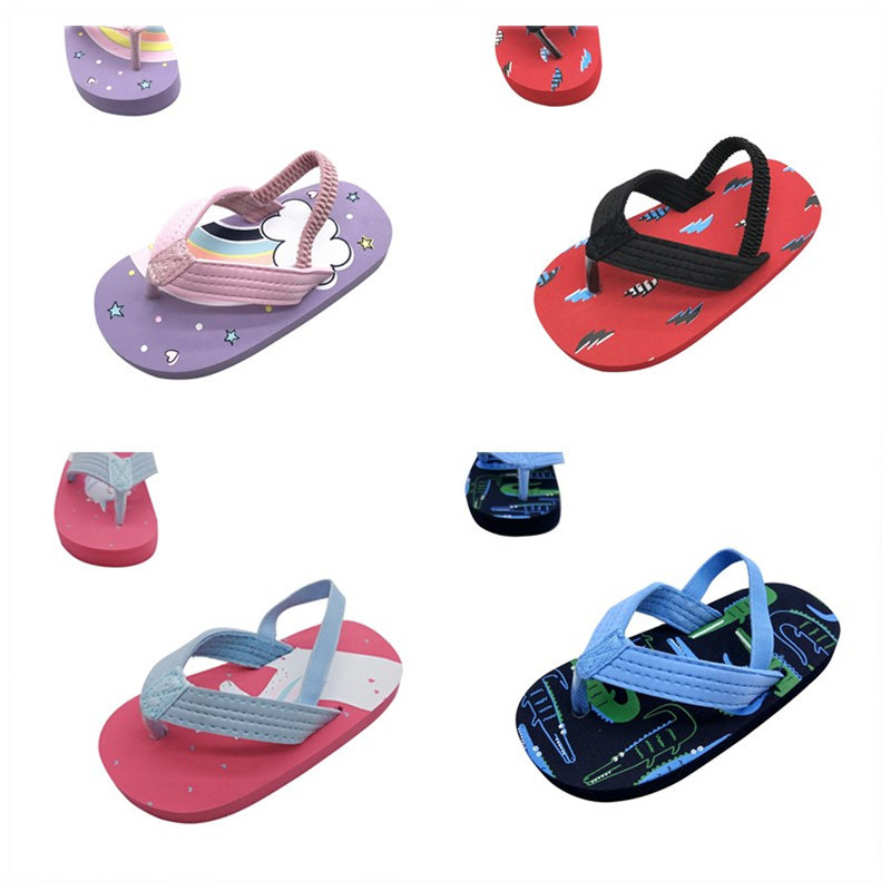 Toddler Kids Girls Boys Flip Flops Summer Children Flip Flops with Back Strap Slippers