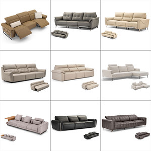 Sofá Cama Esquinero Moderno y Funcional, Futón Convertible, Extensible, Plegable, Reclinable, Modular, <span class=keywords><strong>de</strong></span> 3 Plazas, en Cuero Genuino y Madera para Sala <span class=keywords><strong>de</strong></span> Estar - Product Image 6