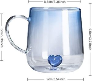 Unico regalo di <span class=keywords><strong>san</strong></span> <span class=keywords><strong>valentino</strong></span> <span class=keywords><strong>occhiali</strong></span> estetici per bere tazza da tè tazza di vetro tazze da caffè con cuore interno - Product Image 3