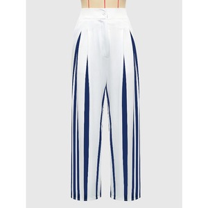 Nuovi <span class=keywords><strong>Pantaloni</strong></span> Estivi 2026 a Gamba Larga a Righe Verticali, Stile Francese Chic, Vita Alta, Drappeggiati, <span class=keywords><strong>Eleganti</strong></span> <span class=keywords><strong>Blu</strong></span> e Bianchi - Product Image 6