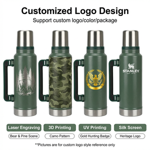 Borraccia Termica Classica da Viaggio in Acciaio Inossidabile da 1L e 1.4L <span class=keywords><strong>per</strong></span> Caffè e Acqua, <span class=keywords><strong>Thermos</strong></span> Sottovuoto <span class=keywords><strong>per</strong></span> Campeggio - Product Image 2