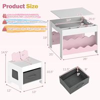 Ensemble table et chaises 4 en 1 pour enfants avec tableau noir, rangement pour livres, tiroir, bureau d'activités pour tout-petits, pour chambre et salle de jeux