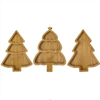 Houten Kerstboom Schotels Dessert Gedroogd Fruit Snacks Schaal Kerst Serveerschaal voor Feest 2026 Bamboe Serveerschaal