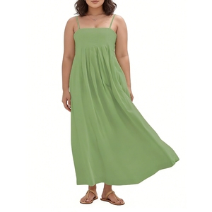 Women's Cami Maxi Dress <b>Square</b> Neck <b>Adjustable</b> Spaghetti Strap Ruffle A-Line Long Dress Summer Beach Sundress Fashion - Product Image 6