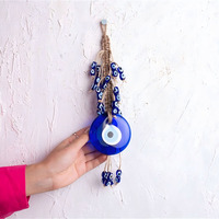 Exquise décoration turque artisanale en forme d'œil bleu, amulette Nazar en verre, porte-bonheur pour la maison et la voiture
