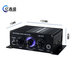 YIXINSHENG AK-270 Hifi Stereo Audio Amplifier 12V <b>Mini</b> Amplifier With Bass Treble Control AUX Input For Car <b>Speaker</b> - Product Image 2