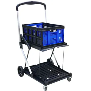 Fold Go Colla psible Utility Cart 50 lb Tragfähigkeit pro Regal 3 Schichten Service Cart