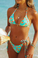 Ensemble bikini triangle à imprimé floral tropical, bretelles croisées, maillot de bain 2 pièces avec breloque étoile de mer, color block réversible pour femme