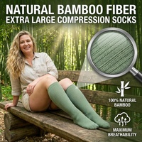 Chaussettes de compression en fibre de bambou pour mollets larges, grandes tailles, douces, respirantes, à soutien gradué, pour infirmières, vente en gros, direct usine