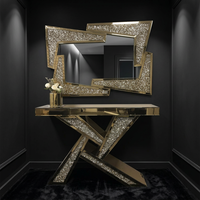 Table console de luxe contemporaine en verre effet diamant broyé, forme géométrique, pour maison, hôtel, villa