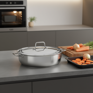 Plat à rôtir ovale Silit avec couvercle 38x26cm en acier inoxydable pour utilisation au four - Product Image 3