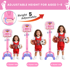 Ensemble de paniers de basket-ball et de football 2 en 1 avec support réglable et balles pour les enfants, pour les jeux sportifs en intérieur et en extérieur - Product Image 2