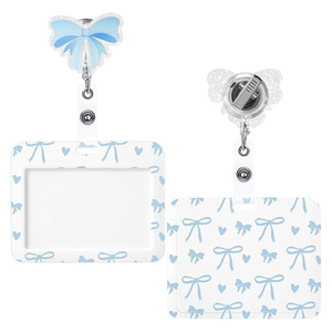 Étui à cartes horizontal rose à motif nœud avec boucle rotative <span class=keywords><strong>extensible</strong></span> et facile à retirer pour <span class=keywords><strong>badge</strong></span> - Product Image 3