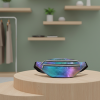 Sac banane holographique imperméable en PU avec ceinture réglable, sac bandoulière unisexe pour le sport, les voyages et la plage