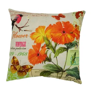 High quality felt flowers design polyester print cushion covers