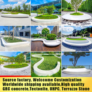 G072 Banco Moderno Curvo de Hormigón GRC para Exteriores, Mobiliario Urbano de Paisaje, Resistente a los Rayos UV, Tamaño Personalizado - Product Image 5